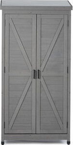 fengshu 68 Inches Tall Outdoor Storage With Metal Top And Dependable Build Quality Ample Cabinet Magnetic Door Gray Finish
