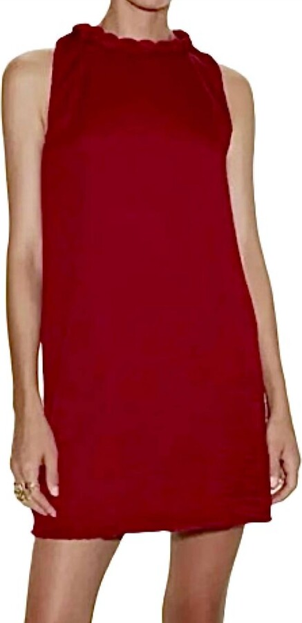 Naked Zebra Neckline Accent Mini Shift Dress In Red