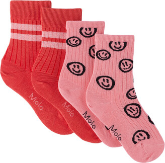 Molo Two-Pack Kids Pink & Red Nomi Socks