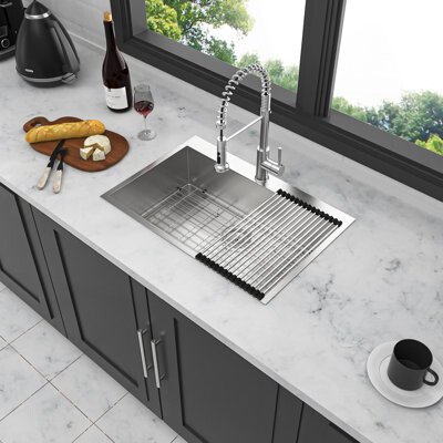 Petal Perfecto 33 X 22 X 9 Inch Drop-In Single Bowl Stainless Steel Kitchen Sink With Durable 16 Gauge Construction For Everyday Use.
