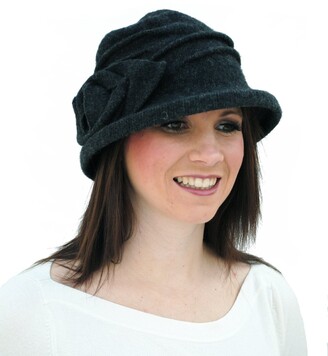 I Smalls Ltd i-Smalls Women's Salford Wire Brim Wool Cloche Hat with Flower Detail (One Size) Charcoal