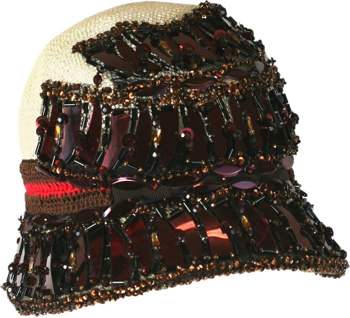 Prada Elaborate Beaded And Applique Cloche Hat, Spring 2005