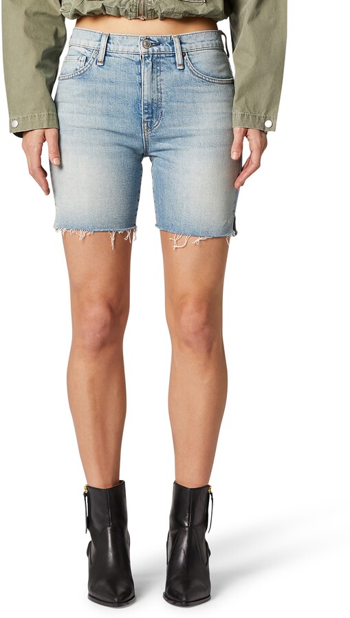 high waisted denim biker shorts