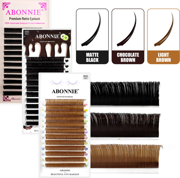 LAKANAKU Abonnie Premium Ellipse Flat Lashes Korea Material Super Soft 0.15 0.20 Thickness Flat Eyelashes Extensions For Professional