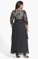 Thumbnail for your product : Eliza J Plus Size Women's Lace & Layered Chiffon Gown, Size 16W - Black