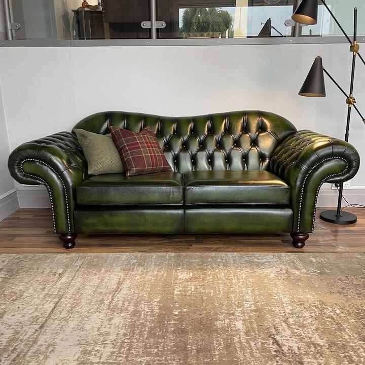 KDMD Claridge Handfinished Antique Leather 3 Seater Sofa - Antique ...