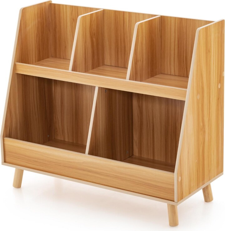 Slickblue 5-Cube Kids Bookshelf and Toy Organizer with Anti-Tipping Kits for Safe and Efficient Storage