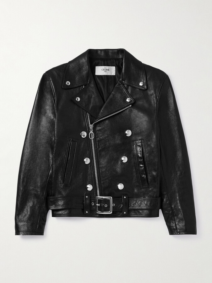 Celine Slim-Fit Studded Belted Leather Biker Jacket