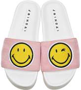 Thumbnail for your product : Joshua Sanders Pink Fleece and Leather Smile Slide Sandals