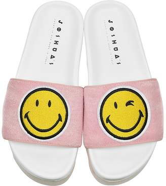 Joshua Sanders Pink Fleece and Leather Smile Slide Sandals