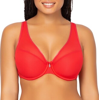 Curvy Couture Women's Sheer Mesh Full Coverage Unlined Underwire Bra Olive  Waves 40ddd : Target