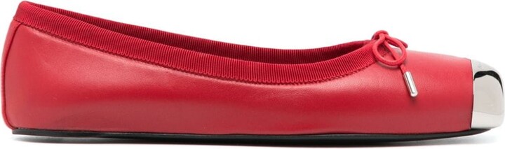 Alexander McQueen bow-detail ballerina shoes, Red