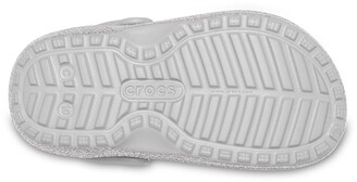 Crocs Classic Glitter Lined Childrens Slippers - Silver