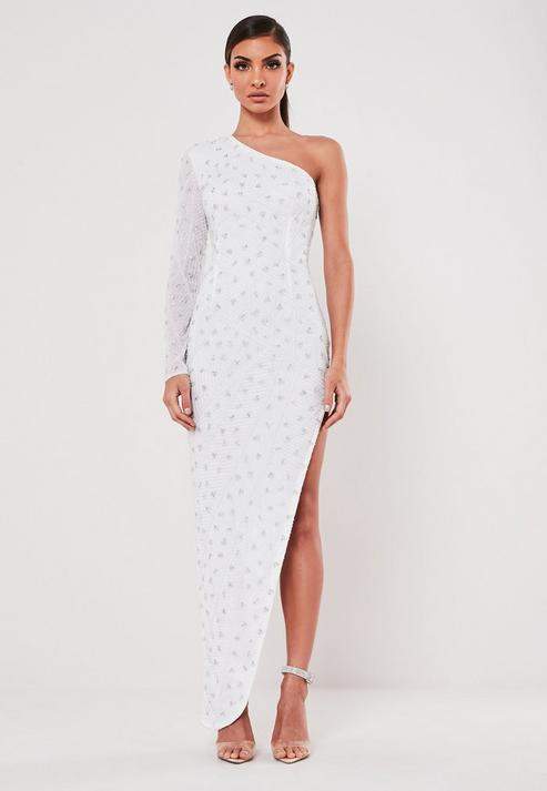 white embellished midi dress