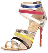 Thumbnail for your product : Christian Louboutin Mariniere Multi-Strap Red Sole Cage Bootie