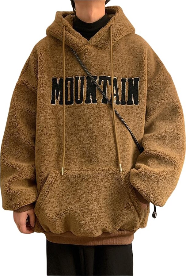 Zigihos Men's Fuzzy Hoodies Warm Hooded Sweatshirt Pullover Athletic Cozy  Oversized Sherpa Fleece Christmas (Large - ShopStyle