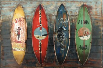Empire Art Direct 'Surfboards' Metallic Handed Painted Rugged Wooden Blocks Wall Sculpture