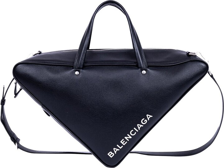 Balenciaga Black Smooth Calfskin Leather Xl Triangle Crossbody (Authentic Pre-Loved)