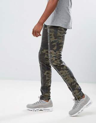 ASOS DESIGN TALL Skinny Pants With Zip Detail And Camo Print