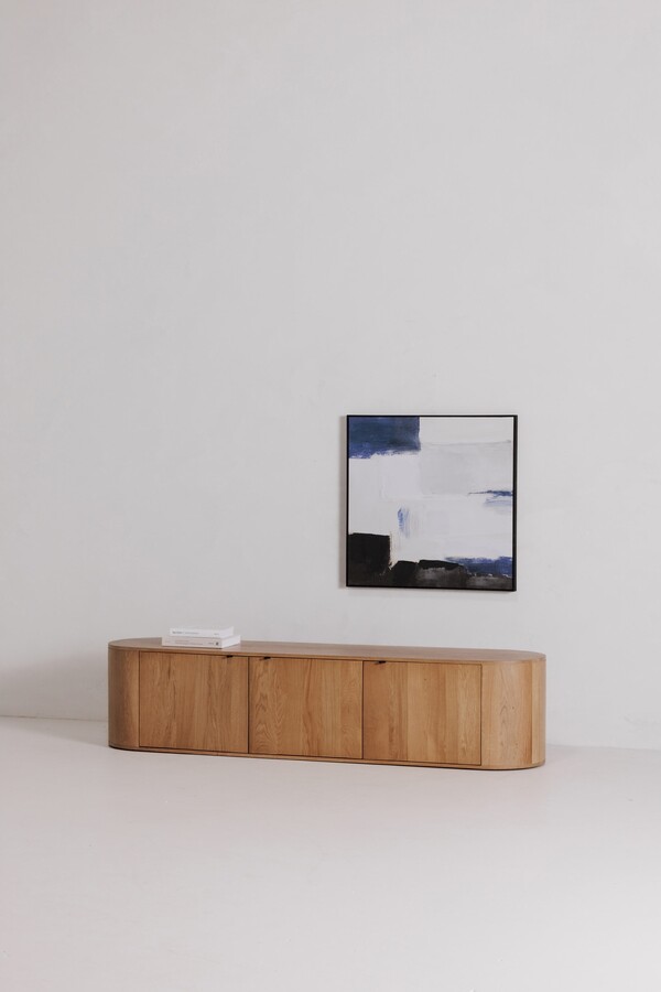 Aurelle Home Tezzi Modern 2drawer Solid Oak Media Stand 80" W x 18