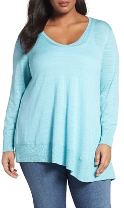 Sejour Plus Size Women's Asymmetrical Cotton Blend Sweater