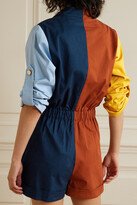 Thumbnail for your product : Monse Belted Color-block Cotton-blend Twill Playsuit - Blue