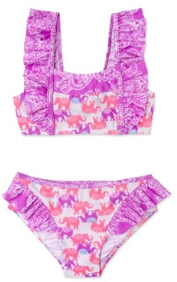 Hula Star Girl's Print Two-Piece Swimsuit