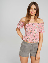 Thumbnail for your product : Dotti Dillon Shirred Shoulder Crop Top