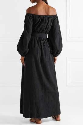 Mara Hoffman Malika Off-the-shoulder Textured-organic Cotton Maxi Dress - Black