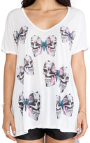 Thumbnail for your product : Lauren Moshi April Color Mini Skull Butterfly V-Neck Tee