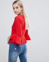 Thumbnail for your product : Missguided Petite Button Detail Peplum Blouse