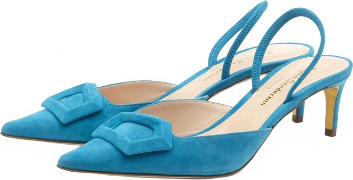 Rupert Sanderson Women's Aminta Blue Suede Slingback Sandal In Scuba