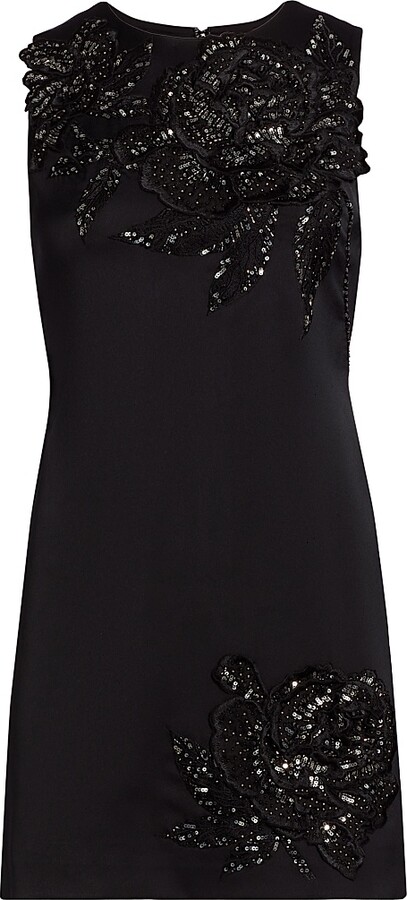Women's Clyde Embellished A-Line Dress - Le Parisien Black Gunmetal - Size 0