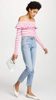 Thumbnail for your product : Fuzzi Striped Off Shoulder Top