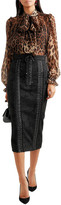 Thumbnail for your product : Dolce & Gabbana Lace-up Satin-trimmed Lace Pencil Skirt