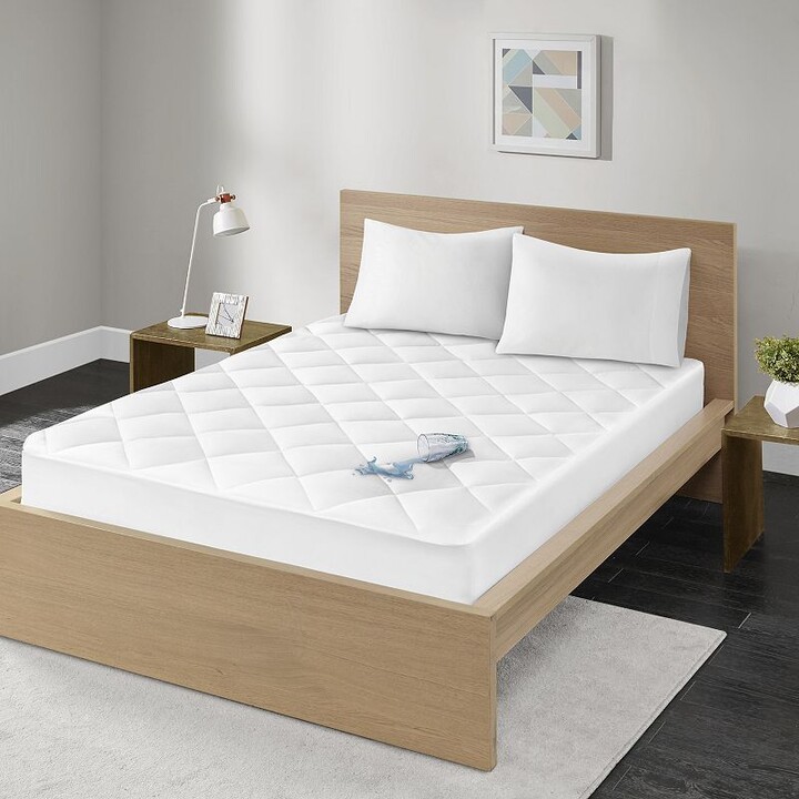 Madison Home USA Quiet Nights 300 Thread Count Cotton Sateen Waterproof Mattress Pad