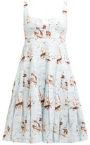 Thumbnail for your product : Emilia Wickstead Claretta Pleated Ship-print Linen Dress - Blue Print
