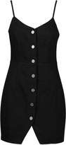 Thumbnail for your product : boohoo Strappy Button Front Micro Mini Denim Dress