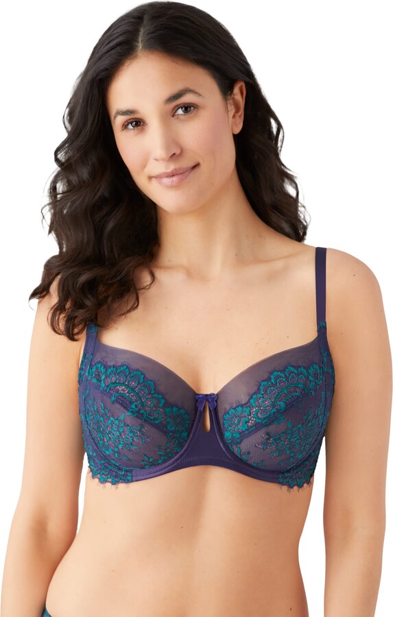 New Look Lilac Satin Lace Trim Push Up Bra - ShopStyle