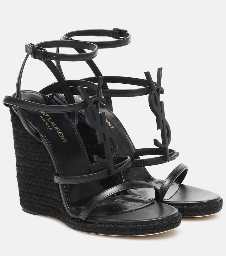 Saint Laurent Cassandra 115 wedge espadrille sandals ShopStyle - Main Image