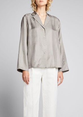 TOTEME - Monogram-Embroidered Silk-twill Pyjama Top - Womens - Cream