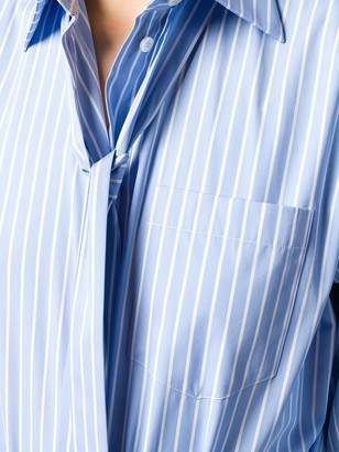 Valentino Necktie Detail Striped Shirt
