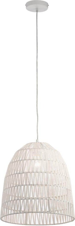 River of Goods Helena 1-Light White Pendant with Woven Dome Shade