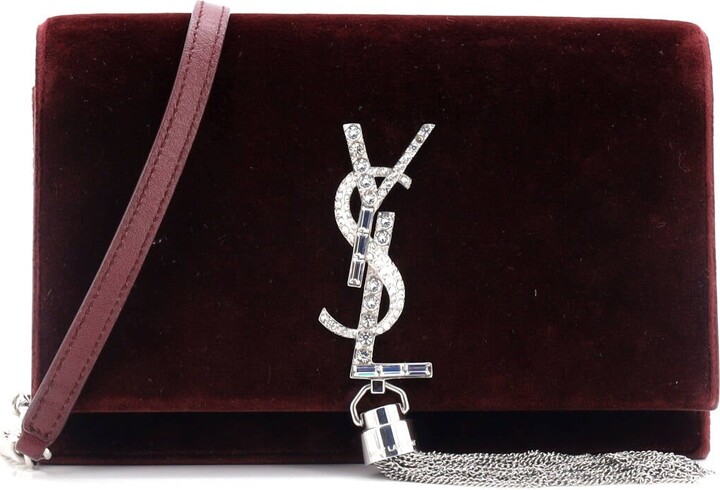 Saint Laurent Classic Monogram Tassel Chain Wallet Velvet