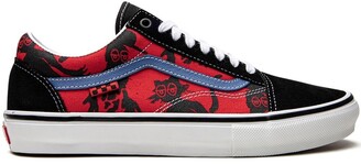 navy blue vans with red stripe