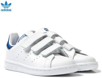 adidas White and Blue Kids Stan Smith Trainers