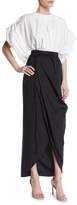 Thumbnail for your product : Awake Wide-Sleeve Faux-Wrap Long Two-Tone Cotton Dress