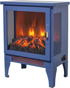 Charlton Home 17 Inch Freestanding Electric Fireplace Stove Heater With 3D Flame Effect