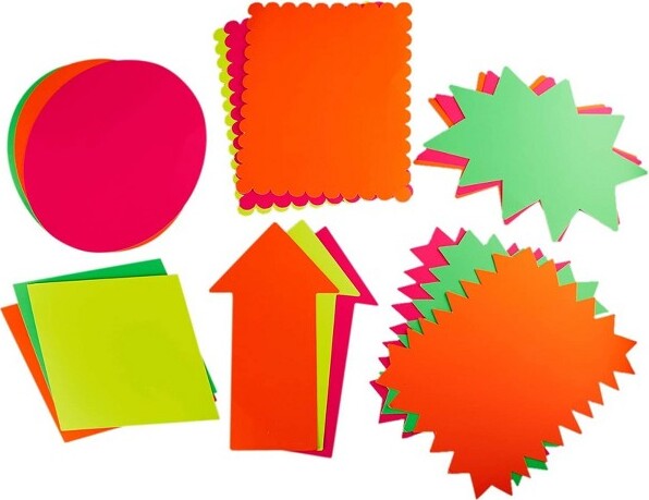 UCreate Neon Poster Board, 5 Assorted Colors, 11 x 14, 5 Sheets Per Pack,  12 Packs
