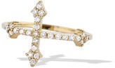 Thumbnail for your product : Dru White Diamond Cross Your Fingers Ring - Yellow Gold